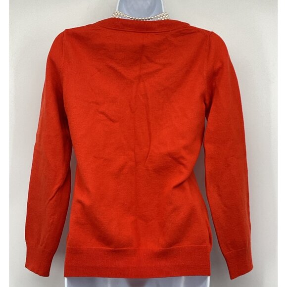 Banana Republic Womens V-Neck Sweater Extra Fine Merino Wool Blend Bitter Orange - Picture 5 of 7